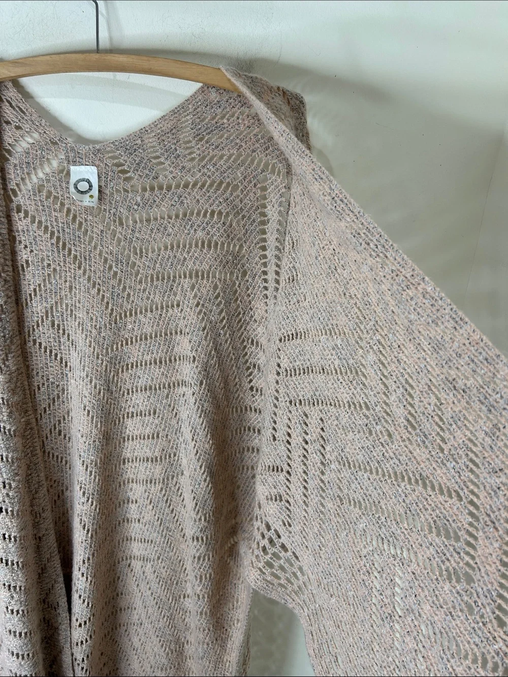 ANTHROPOLOGIE AKEMI + KIN Alva Wrap Tan Chevron Knit Fringe Poncho Cardigan OS